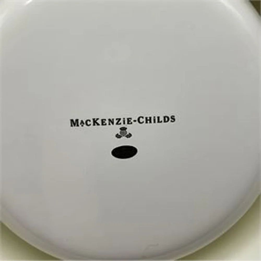 MacKenzie-Childs Evergreen Enamel Pet Dish Dog Bowl Christmas Tartan Wreath